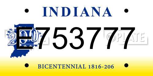E753777 Indiana License Plate