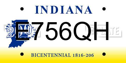 E756QH Indiana License Plate