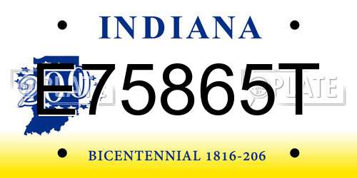 E75865T Indiana License Plate
