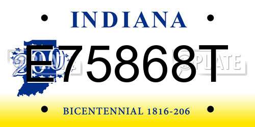 E75868T Indiana License Plate