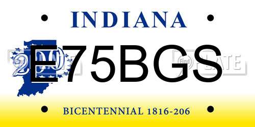E75BGS Indiana License Plate