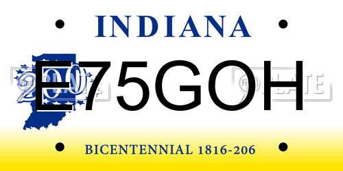 E75GOH Indiana License Plate