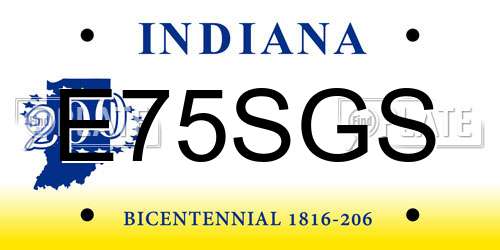E75SGS Indiana License Plate