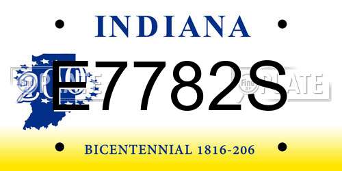 E7782S Indiana License Plate