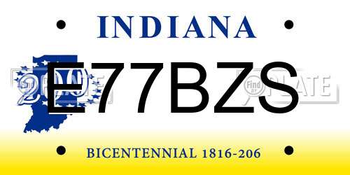 E77BZS Indiana License Plate