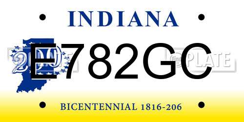 E782GC Indiana License Plate