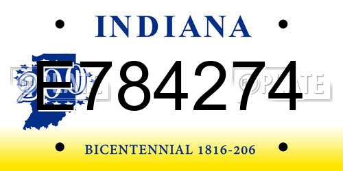 E784274 Indiana License Plate