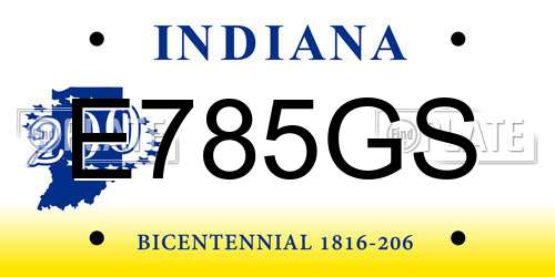 E785GS Indiana License Plate
