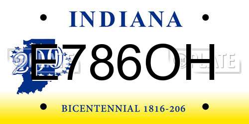 E786OH Indiana License Plate