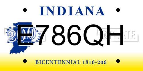 E786QH Indiana License Plate