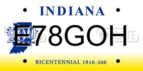 E78GOH Indiana License Plate