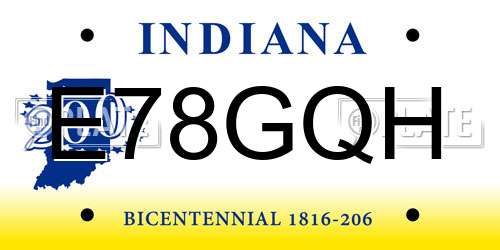 E78GQH Indiana License Plate