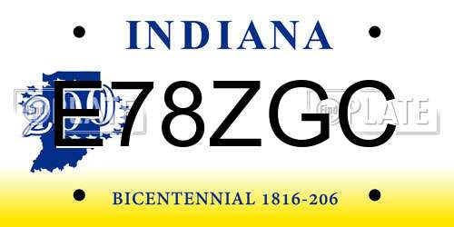 E78ZGC Indiana License Plate