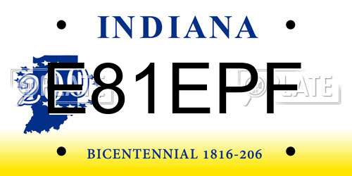 E81EPF Indiana License Plate