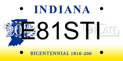 E81STI Indiana License Plate