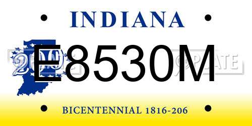 E8530M Indiana License Plate