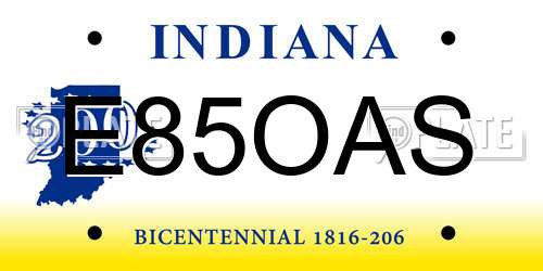 E85OAS Indiana License Plate
