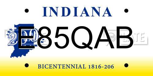 E85QAB Indiana License Plate