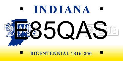 E85QAS Indiana License Plate