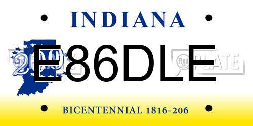 E86DLE Indiana License Plate