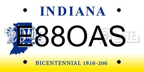 E88OAS Indiana License Plate