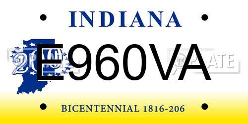 E960VA Indiana License Plate