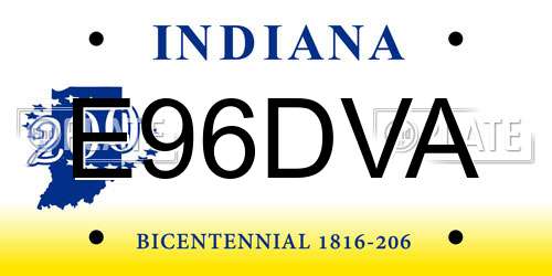 E96DVA Indiana License Plate