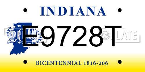 E9728T Indiana License Plate