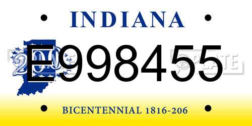 E998455 Indiana License Plate
