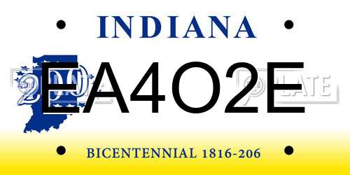 EA4O2E Indiana License Plate