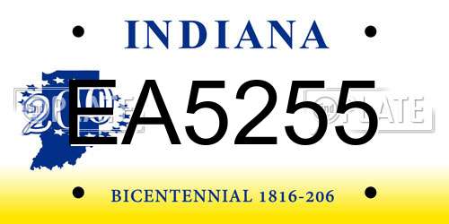 EA5255 Indiana License Plate