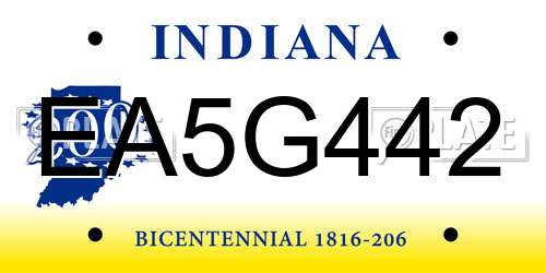 EA5G442 Indiana License Plate