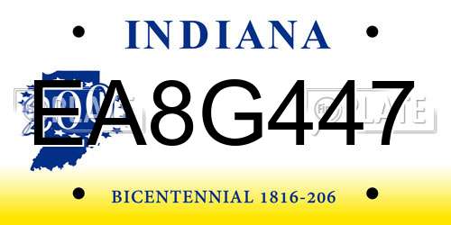EA8G447 Indiana License Plate