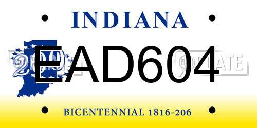 EAD604 Indiana License Plate