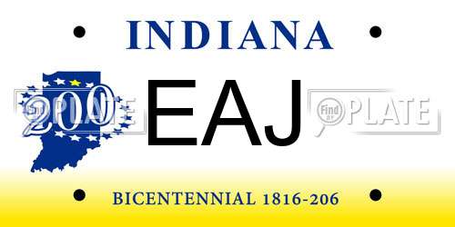 EAJ Indiana License Plate