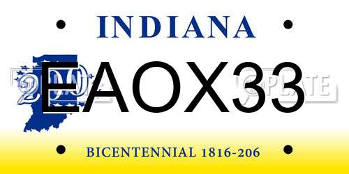 EAOX33 Indiana License Plate