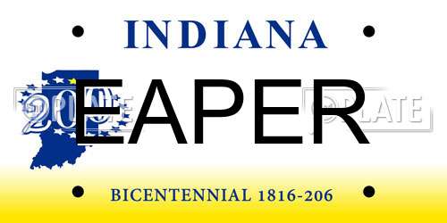 EAPER Indiana License Plate
