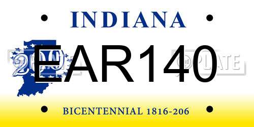 EAR140 Indiana License Plate