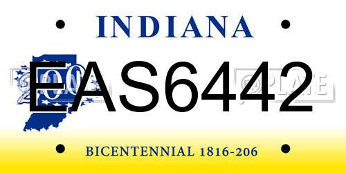 EAS6442 Indiana License Plate