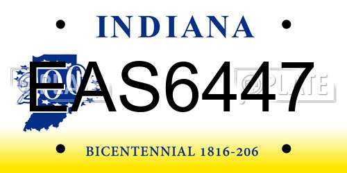 EAS6447 Indiana License Plate