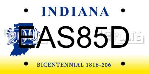 EAS85D Indiana License Plate
