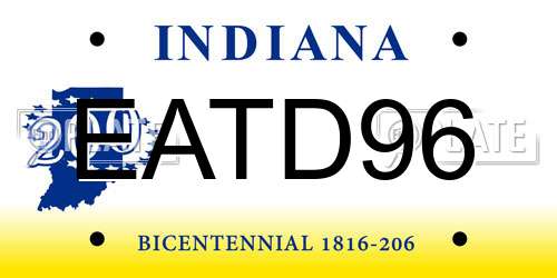 EATD96 Indiana License Plate