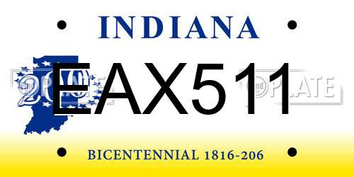 EAX511 Indiana License Plate