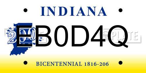 EB0D4Q Indiana License Plate
