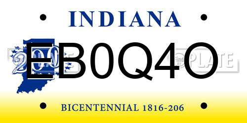EB0Q4O Indiana License Plate
