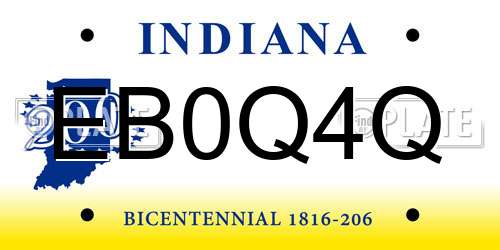 EB0Q4Q Indiana License Plate