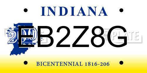 EB2Z8G Indiana License Plate