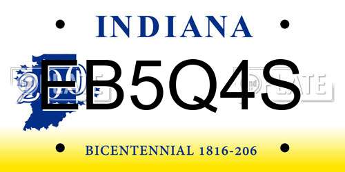 EB5Q4S Indiana License Plate