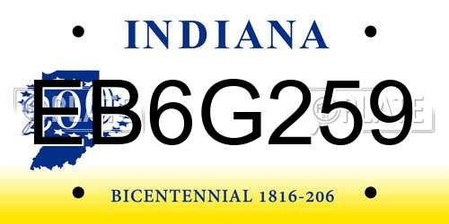 EB6G259 Indiana License Plate