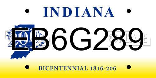 EB6G289 Indiana License Plate